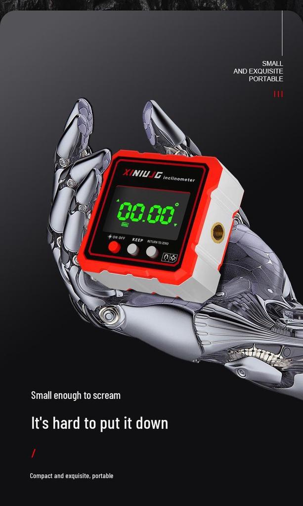 High-Precision Digital Laser Inclinometer with Magnetic Base and Large Display