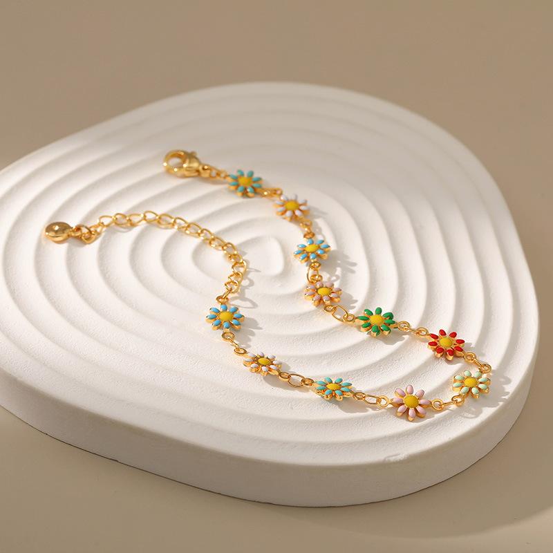 Dropping Oil Handdrawn Craft French Bracelet Copper Plated Ethnic Style Retro Bracelet Small Fresh Handicraft Bracelet