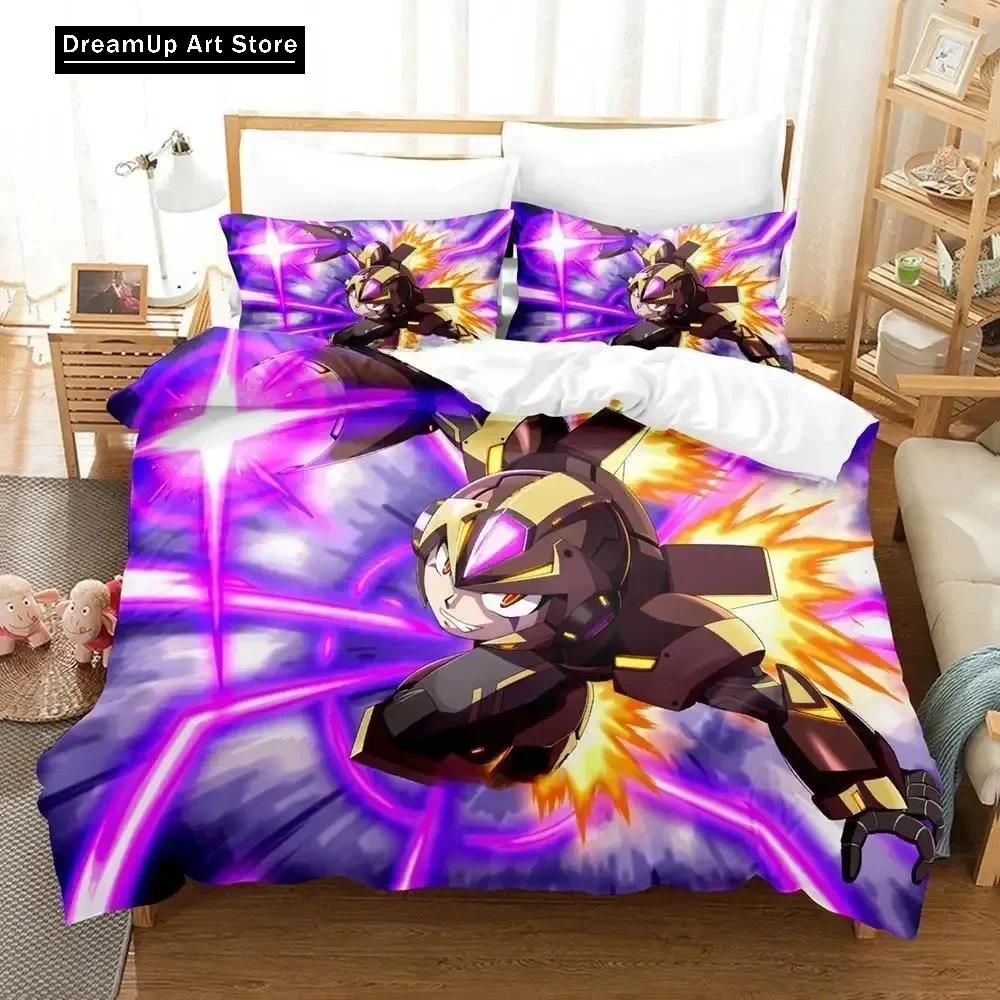 3D Print Fashion Anime Mega Man X DiVE Bedding Set Boys Girls Twin Queen Full Size Duvet Cover Pillowcase Bed Adult Bedroom