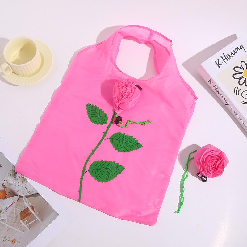 Rose Blume Faltbare Einkaufstasche Tragbar Große Kapazität Faltbare Tragetasche Leicht Langlebig Reisehandtasche Aufbewahrungsbeutel