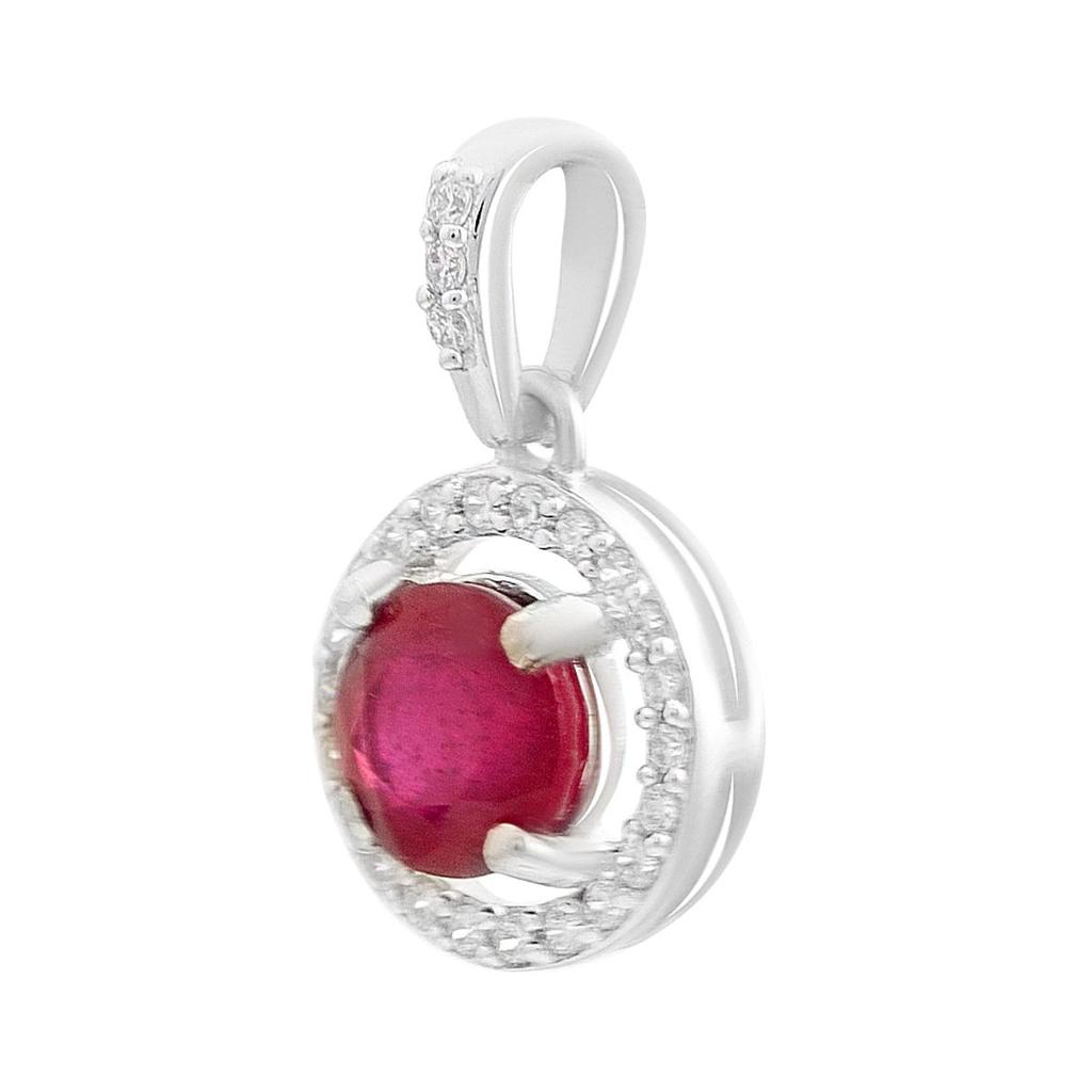 Серебряная подвеска с рубином 1.5ct, фианитами (2205289)