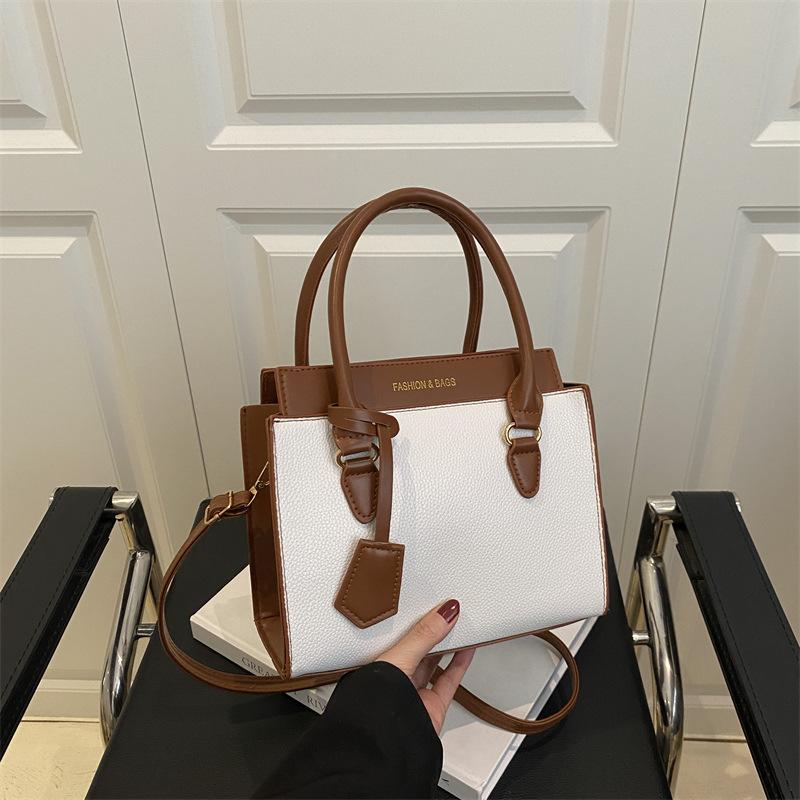 New contrasting color simple large-capacity textured mother and child bag single shoulder oblique span atmospheric women's bag summer new square bag