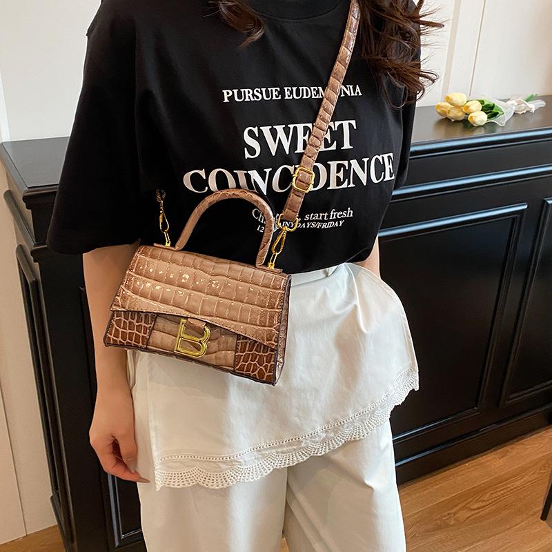 New High-end Light Luxury Crocodile Pattern Hourglass Bag Portable Shoulder Messenger Trendy Women's Bag