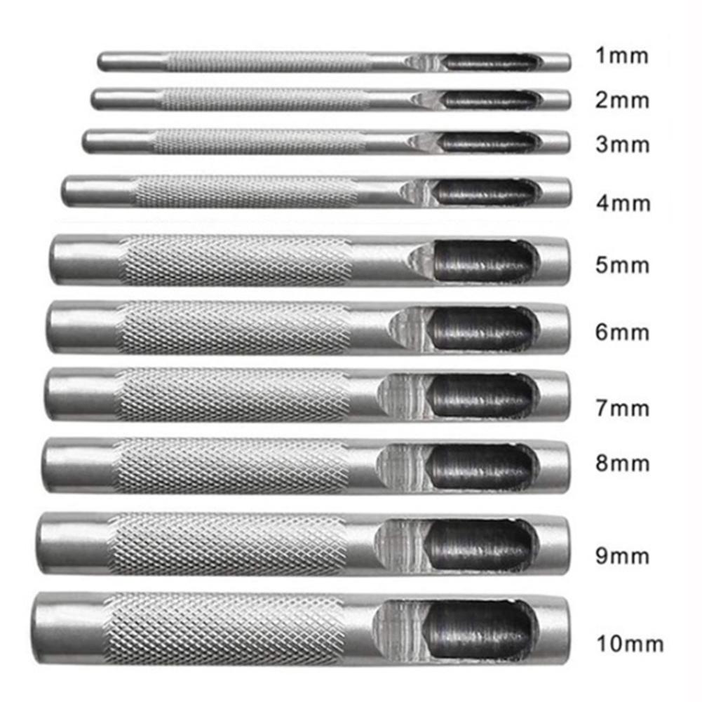 10 Pcs Leather Hole Punching Tools Leather Hollow Drilling Puncher Kit 1-10mm Sewing Craft Leather Working Tools