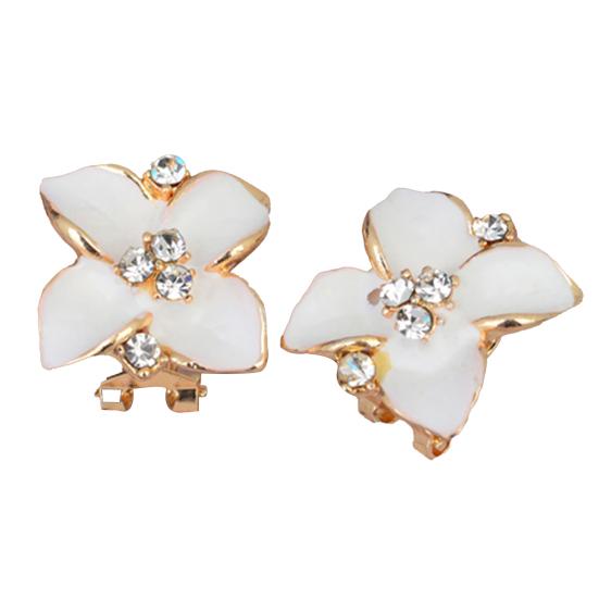 1 Pair Women Fashion Elegant Faux Crystal Camellia Ear Studs Earrings Jewelry for Daily Wear