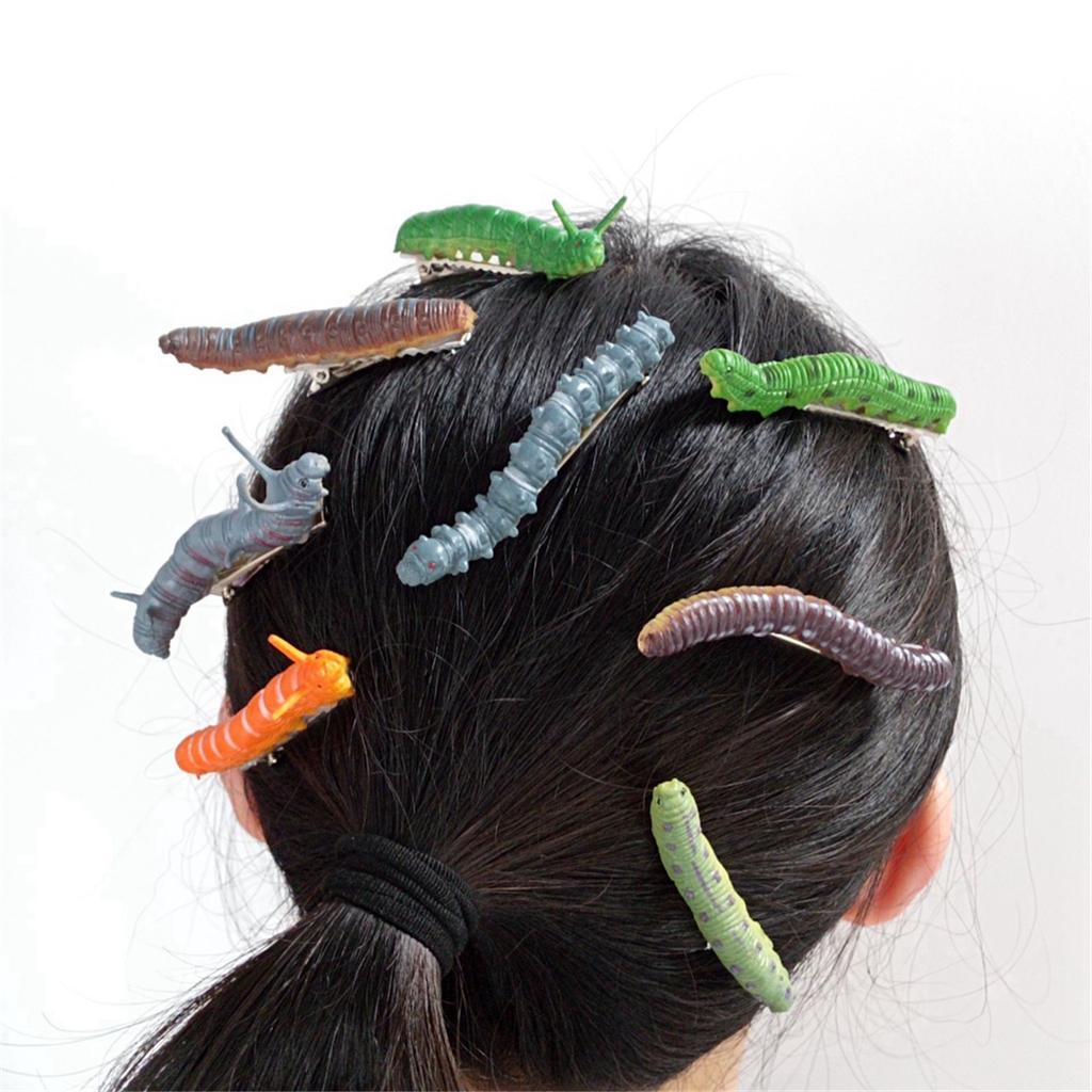 2025+ Scary Artificial Caterpillars Props Halloween Scary Caterpillars Hairpin Prank Prank Tool Handmade Decoration