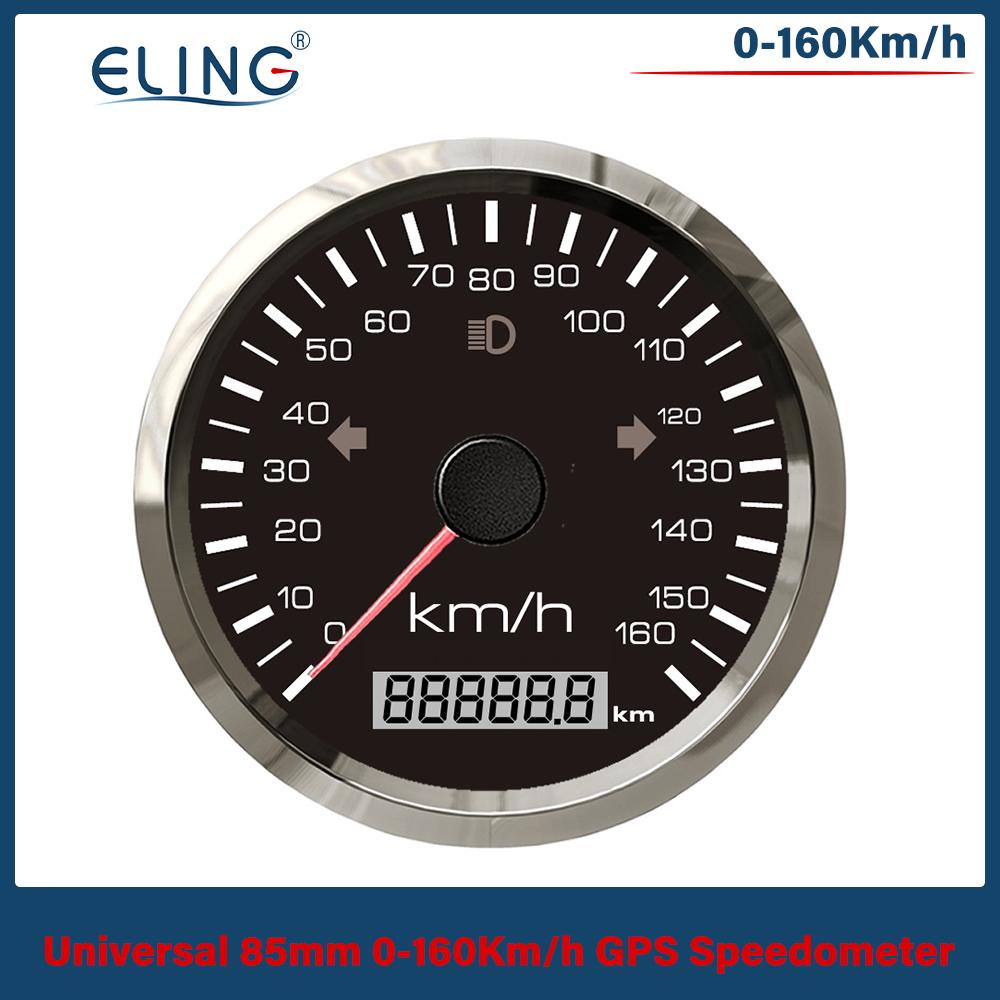 ELING 85mm GPS Speedometer 0-125MPH 0-160MPH 0-200MPH Odometer Left Right High Beam with Red Yellow Backlight for Auto Truck RV