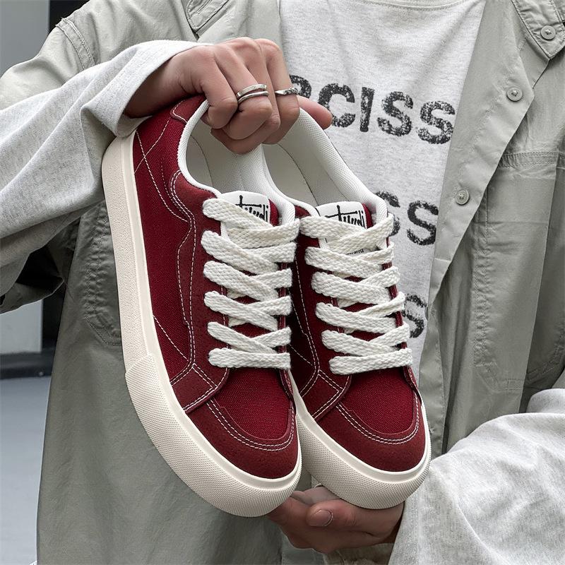 

Men s Trendy Denim Blue Canvas Summer Skate Shoes - 2025 Retro Breathable Casual Sneakers 42 вина червоного кольору
