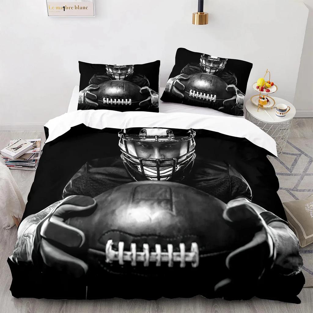 3PC America Football Bedding Microfiber Full/Queen/King/Twin Sport Duvet Cover Set for Boys Girls Teen Speed Victory Quilt Cover