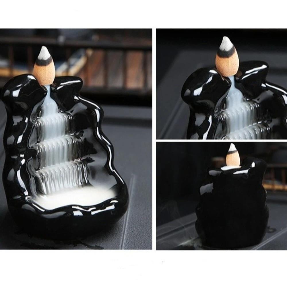 Mini Ceramic Censer Zen Decor Lotus Tower Burner Creative Backflow Incense Burner  Meditation