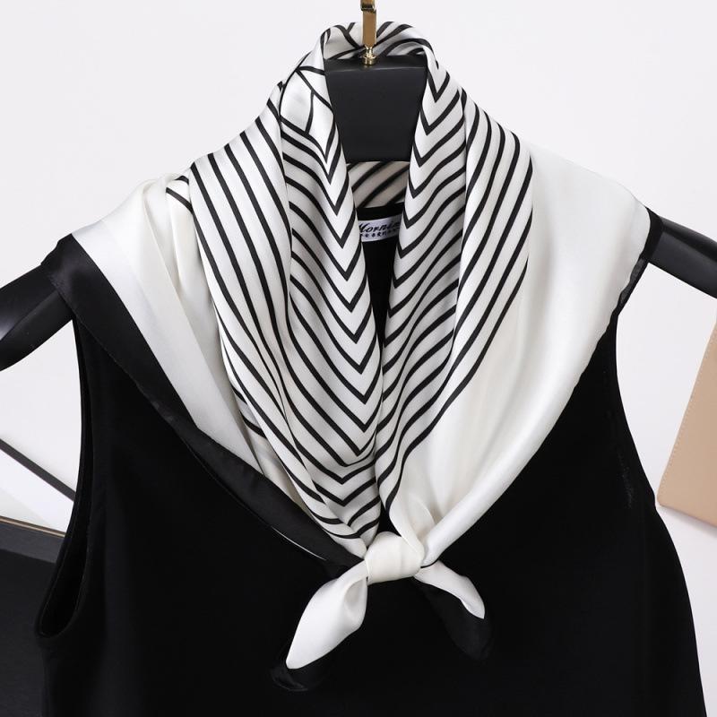 Spring and Summer Silk Scarf Women's 71 Simulation Silk Square Scarf Green Butterfly Decorative Scarf Neck Professional Scarf Thin Scarf