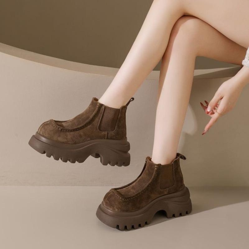 Martin Boots High-value Short Women's Autumn Single Boots New Thick-soled Heightening Travel Short Boots