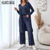 Women's Fashion Casual Long Sleeve O-Neck Pants Suits