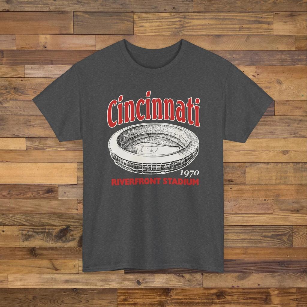 Riverfront Stadium 1970 Ballpark T-Shirt - Cincinnati Reds Baseball