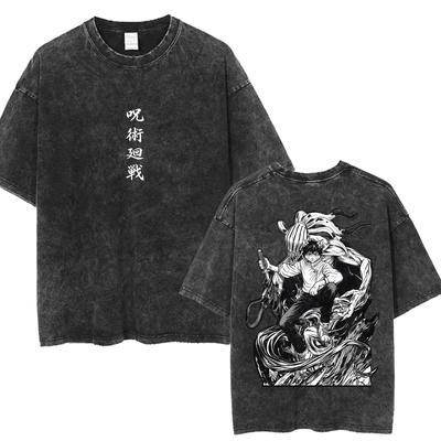 Prana vintage koszulka z lat 90. Anime Jujutsu Yuta Okkotsu Moda Harajuku Manga Mężczyźni Kobiety Krótki rękaw Luźna Bawełna Codzienne Koszulki