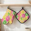 Citrus Fruit Slice Kitchen Set Oven Mitt and Pot Mat Heat Resistant Non Slip Durable for Cooking