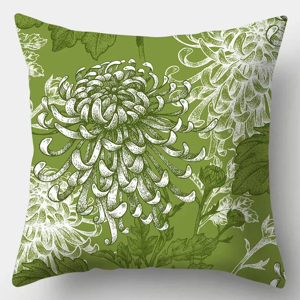 Home Decor Geometric & Leafy Patterned Digital Print Pattern Cushion Cover Suitable for Sofa Bedroom Car Pillow Cover