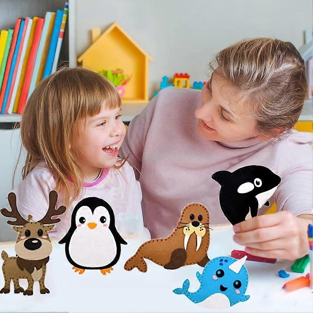 Polar Animals Sewing Kit for Kids Learn To Sew DIY Craft Art Kit Ages 5+ Gift