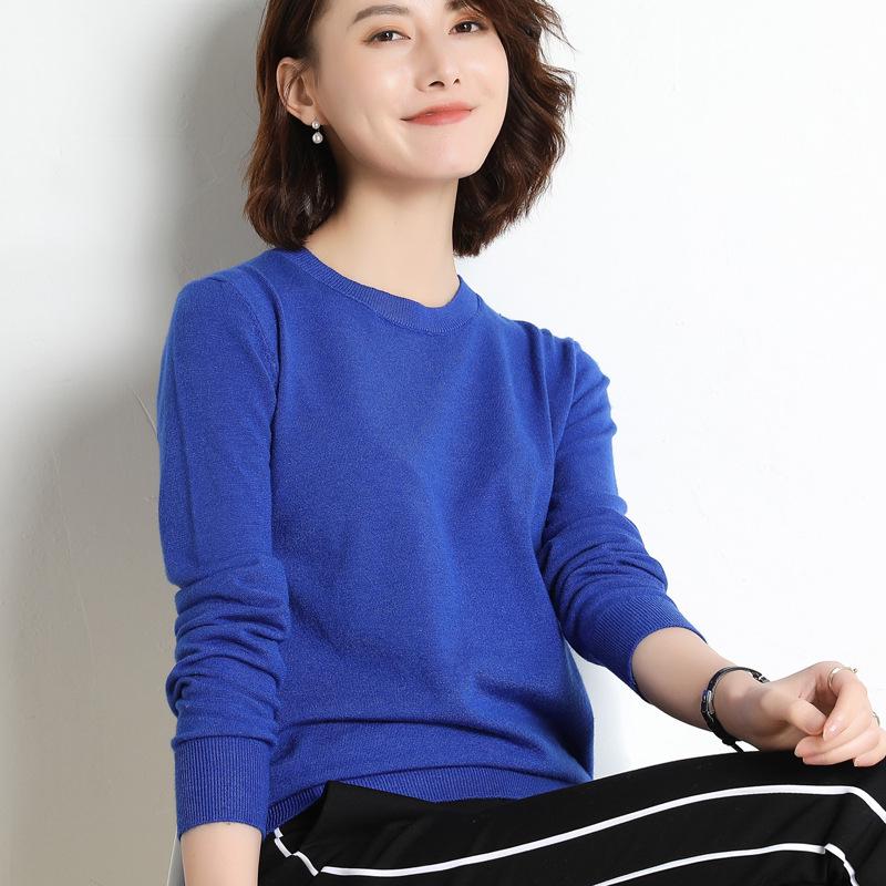 Women's Loose Fit Korean Style Round Neck Pullover Sweater, Versatile Base Layer for Spring and Autumn 2023