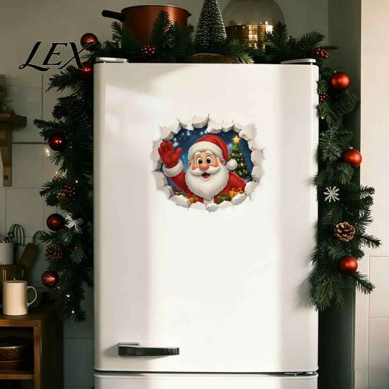 Christmas Party Atmosphere Props 3D Wall Stickers, Self?Adhesive PVC Decals, Reindeer Santa Removable Stickers Gingerbread Snowman Xmas Decor