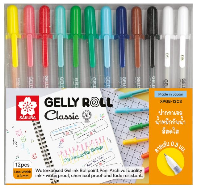 

Sakura SAKURA Gelly Roll Classic Гелевые ручки Cray-Pas, набор из 12 штук, XPGB-12ML