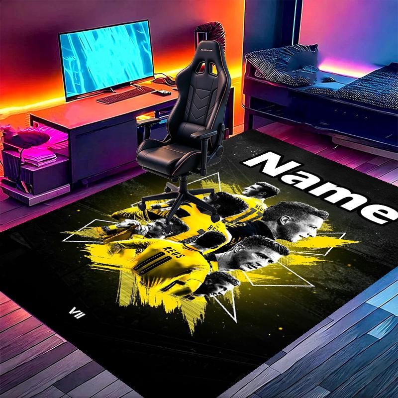 Custom Name Personalized Borussia Dortmund Print Carpet, Versatile Home Decor Rug, for Playroom, Apartment, Balcony, Entryway, Hallway Gift