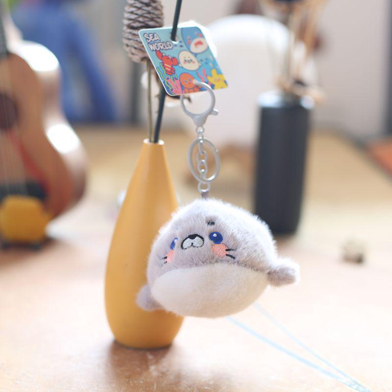 Adorable Marine Animal Plush Keychain: Crab, Lobster, Jellyfish, Shark Bag Charm Souvenir