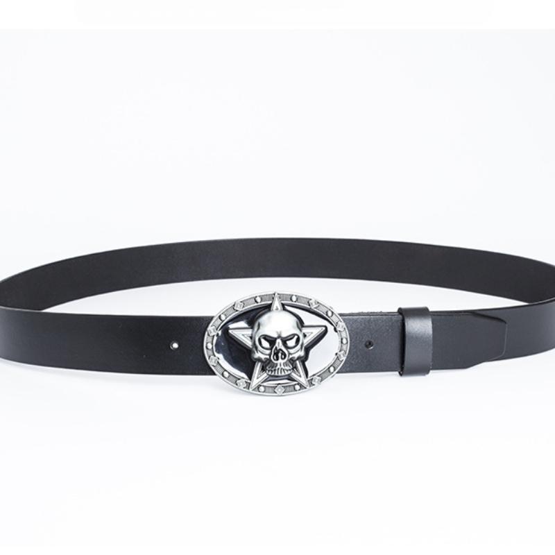 Retro Belt Skull Pentagram Fashion Trend Personality Youth Belt Cowhide Belt
