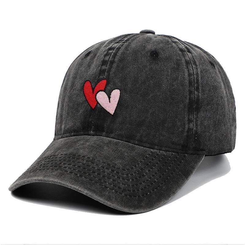 Versatile Vintage Peach Heart Embroidery Baseball Cap - Korean Style, Thin, Soft Brim, Spring/Summer, Unisex