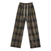 Thickened Plaid Pants Women's Fleece Pants Autumn and Winter High Waist Loose Lace-up Trousers Retro Casual Wide-leg Trousers