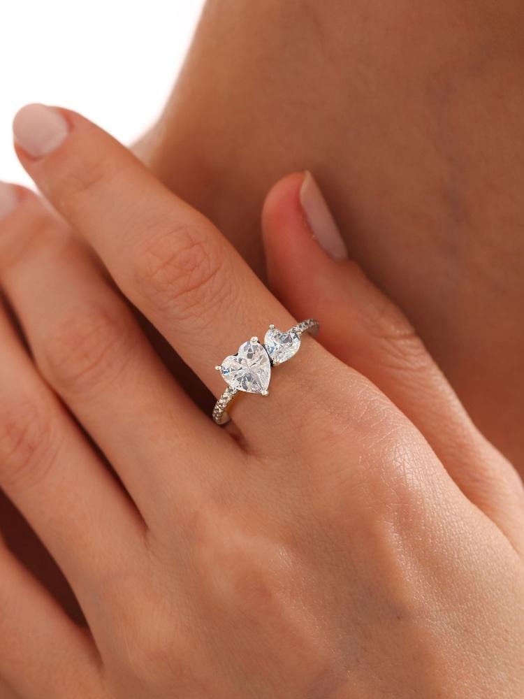 925 Silver Zircon Simplicity Classic Love Heart Ring For Women Engagement Wedding Luxury High Quality Fine Jewelry