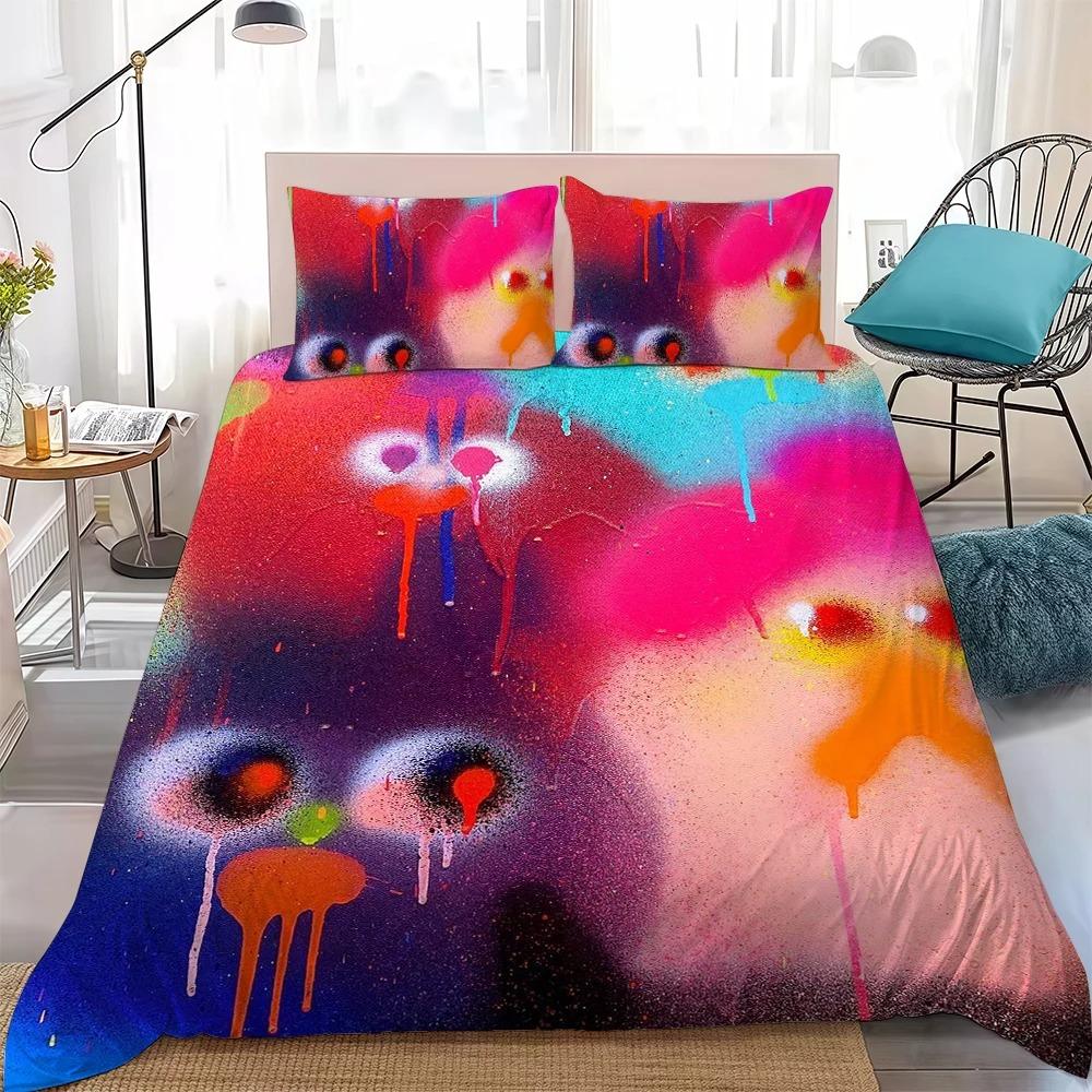 Housse de couette et taie d'oreiller Art Jon Burgerman, Ensemble de literie pour la maison, Décoration de chambre pour adolescents et adultes, Cadeaux pour garçons et filles 100x135cm