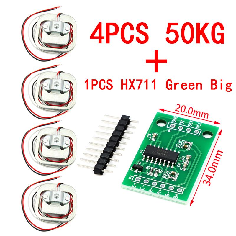 

HX711 AD Module Body Load Cell Weighing Sensor Pressure Sensor+4Pcs 50kg Human Scale Load Cell Weight Sensors+Measurement Tools