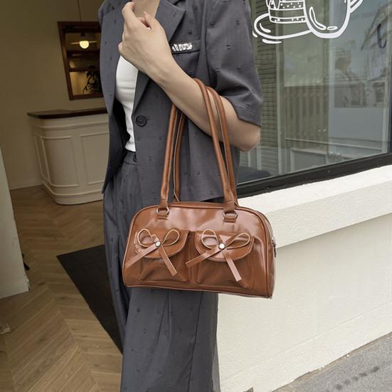 Damska torba typu tote ze sztucznej skóry, torba na ramię z uroczymi kokardkami, wodoodporna, codzienna torebka na dojazdy, do miasta, na co dzień