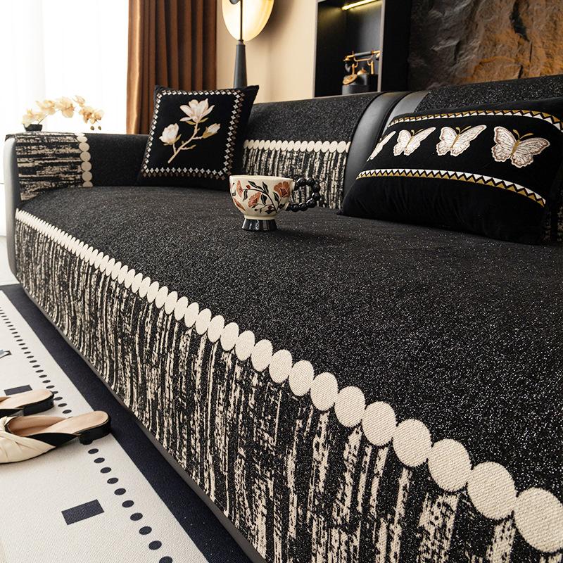 Premium Sense Medieval Sofa Cushion  New Four-Season Universal Light Luxury Seat Cushion Fixed Non-Slip Cover Cover Cloth