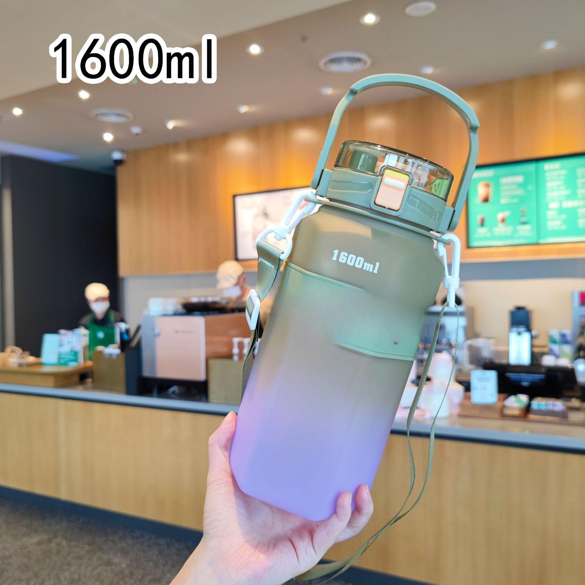 

Градиентная пластиковая чашка для воды с двойным напитком, портативный ремешок, шестиугольный чайник, чашка для занятий спортом на открытом воздухе, фитнес-чашка, Южная Америка 1600ml