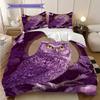 Owl Pattern Bedding Quilt Set Quilt Cover Pillowcase Home Decoration Birthday Gift (1 * duvet cover + 2 * pillowcase, without core)