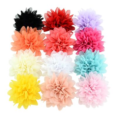 12 STÜCKE Neue 12 Farben Große 9cm Chiffon Kinder Haarspangen Lotus Modell Welle Große Blume Halbe Wickelspange