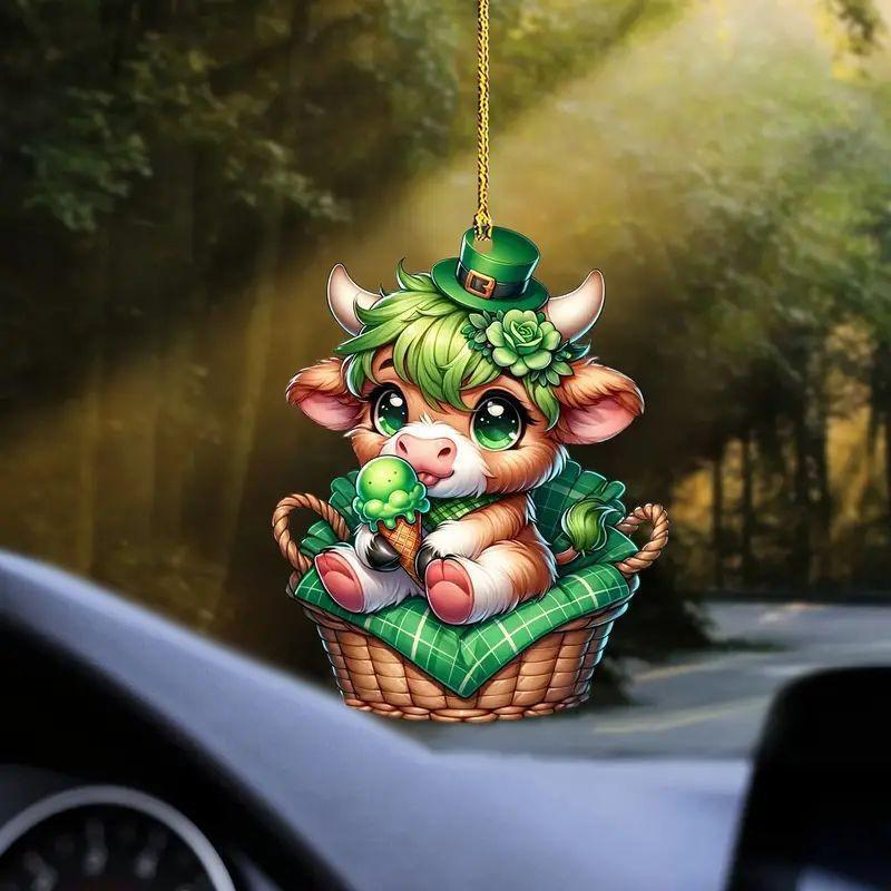 Decorative Acrylic Christmas Tree Car Hanging Charm Fun Cartoon Design For Auto Interiors