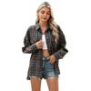 Camisa de Mujer Solapa Manga Larga Bolsillos con Solapa Camisa Casual Monopecho Estilo para Ir al Trabajo Camisa Holgada Abrigo para Uso Diario