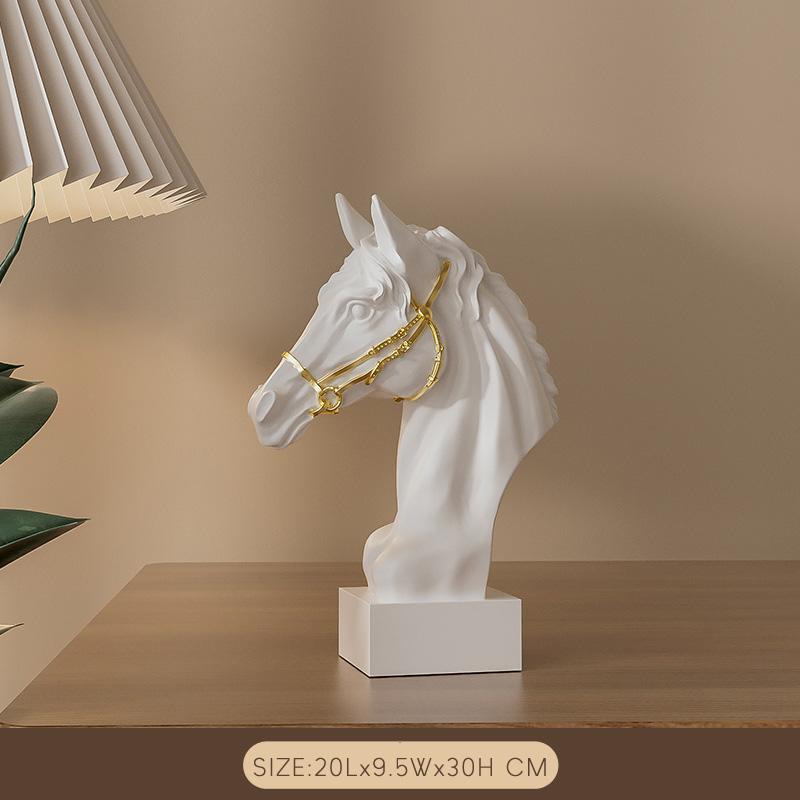

Horse Head Statue For Home Decor,Great Strong War-Horse Sculpture,Black and White Home Decorations,Gift for Dad &Elder белый