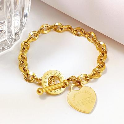 Popular Heart Ot Buckle Bracelet Women'S Fashion Temperament Design Titanium Steel Jewelry Does Not Fade Versatile