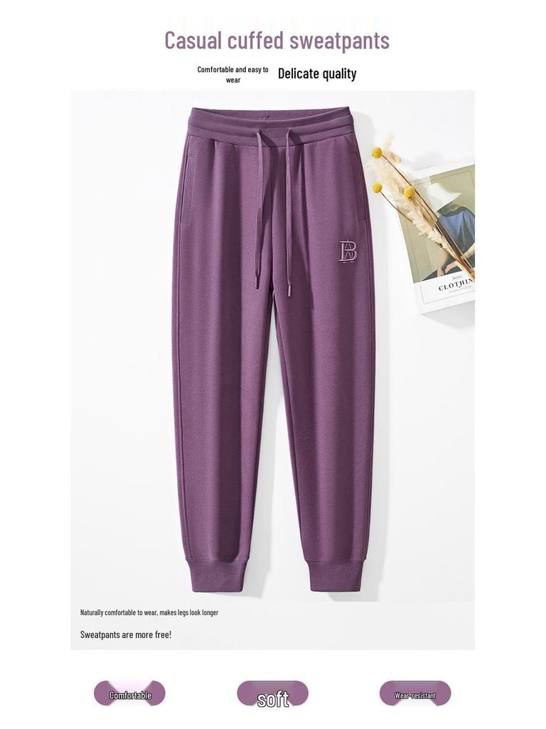 GAGN Women's High Waist Purple Straight-Leg Casual Sports Pants - Simple, Loose, and Versatile.