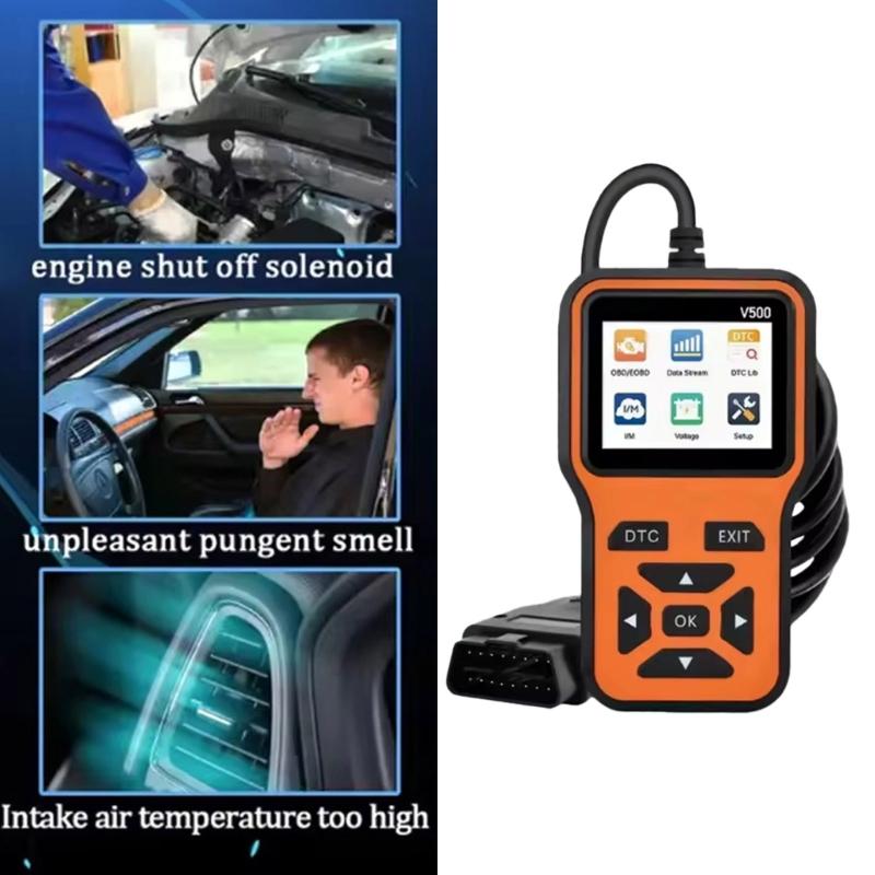 Compact Car OBD2 Diagnostic Tool Reads Engine Fault Codes For Multiple Vehicles Code Scanner Tool with Voltages Test