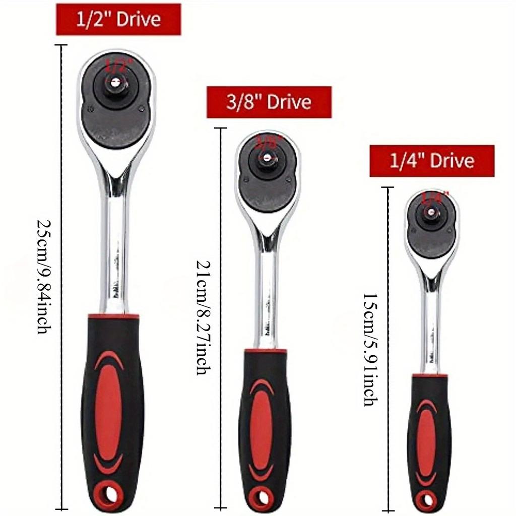 Mâner cu clichet, Set profesional cu clichet pentru sarcini grele, Reversibil cu eliberare rapidă, Construcție premium din oțel crom-vanadiu