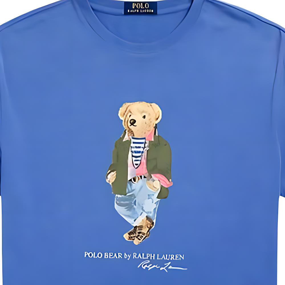 Polo Ralph Lauren Logo Buchstaben Print Muster Rundhals Kurzarm T-Shirt Herren Oberteile Blau 710958193-001