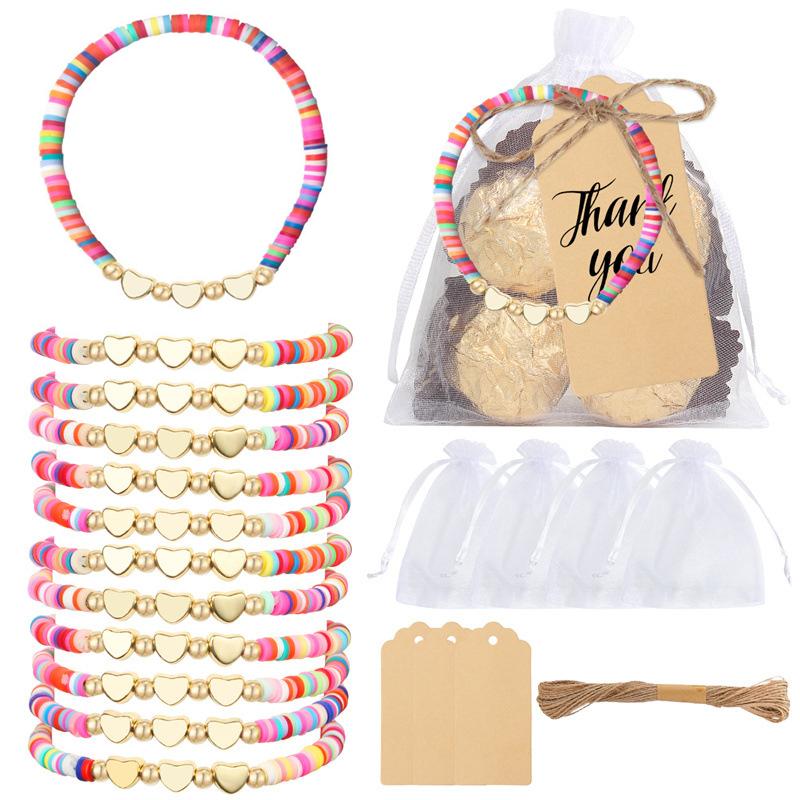 

12 Set Bracelets Bulk With 12Pcs Cards And Organza Bags, Friendship Bracelets For Party Gifts, Adjustable Stretch Beaded