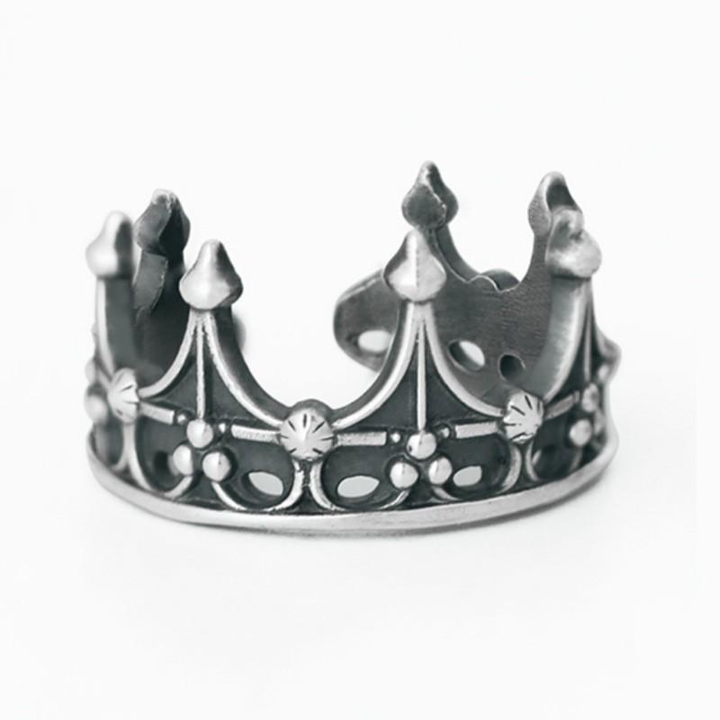 Adjustable Gothic Crown Ring Couples - Vintage Plated Unisex Jewelry With Geometric Design