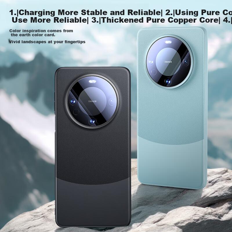 Case for Huawei Mate60 And Mate60 Pro+, Magnetic Genuine Leather, Artistic Silicone Frame, Ultra-Thin Shockproof Heat Dissipation