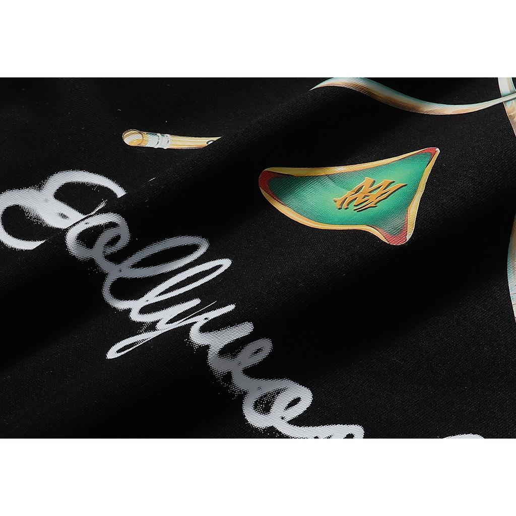 989 Amiri 2025 Summer New Men's and Women's Loose High Quality Cotton Plus Size T-shirt Couple T-Shirt Snooker Slock Print